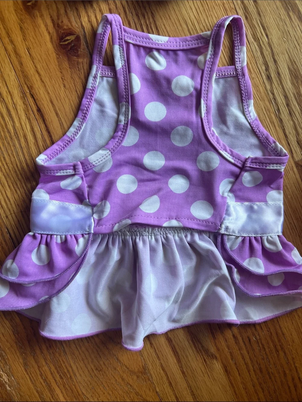 Girls Purple Polka Dot Swim Tankini Top with White Bow